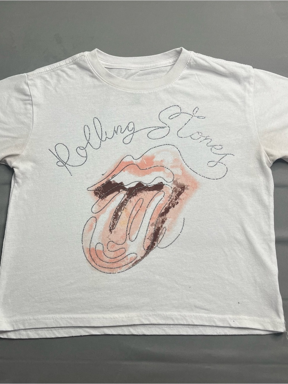 White Kids Graphic Tee with Pink & Brown Tongue Design
